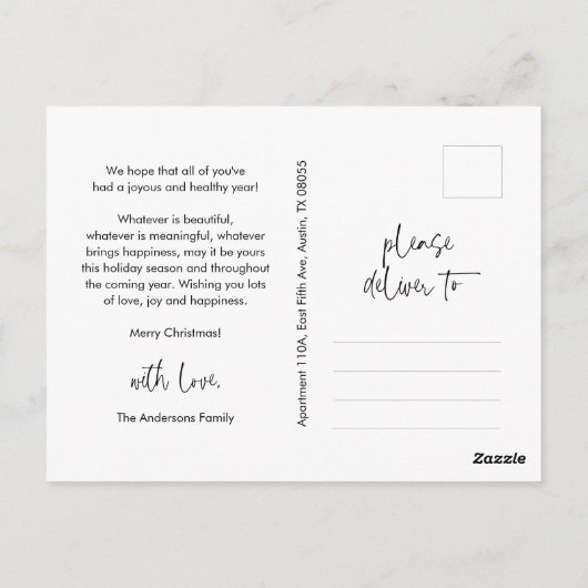 Frohe Weihnachten, Foto Familie glücklich lächeln Postkarte (Rückseite)