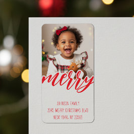 Frohe Weihnachten Foto Feiertagsadresse Adressaufkleber