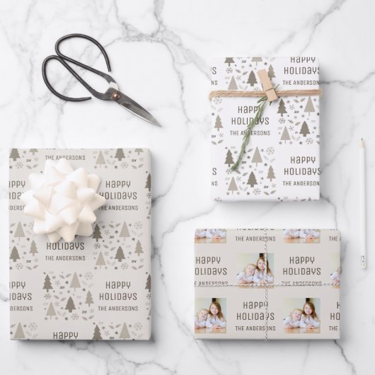 Frohe Weihnachten Foto Geschenkpapier Set (Vorderseite)
