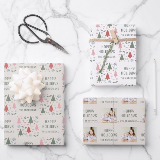 Frohe Weihnachten Foto Geschenkpapier Set (Vorderseite)