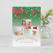 Frohe Weihnachten Foto Glitzer Tropfen Drei Bilder (Stehend Vorderseite)