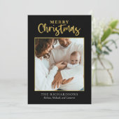 Frohe Weihnachten Foto Gold Foil Minimaler Urlaub (Stehend Vorderseite)