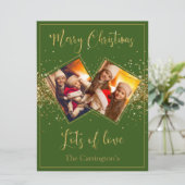 Frohe Weihnachten Foto Gold Glitzer Script Holiday (Stehend Vorderseite)