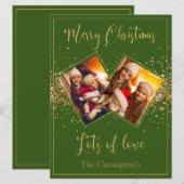 Frohe Weihnachten Foto Gold Glitzer Script Holiday (Vorne/Hinten)