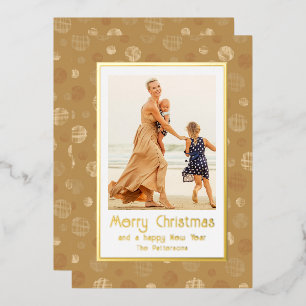 Frohe Weihnachten Foto Gold Moderne Polka Punkte Folien Feiertagskarte