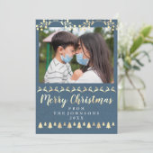Frohe Weihnachten Foto Gold Smoky Blue Kraft Moder (Stehend Vorderseite)
