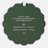 Frohe Weihnachten Foto Grünen Urlaub Ornament Karte (Rückseite)