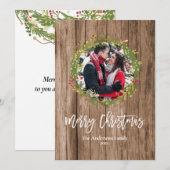 Frohe Weihnachten Foto Holly Wreath Rustic Farm hi (Vorne/Hinten)