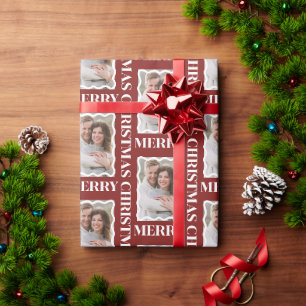 Frohe Weihnachten Foto in geschwungener Umrandung Geschenkpapier