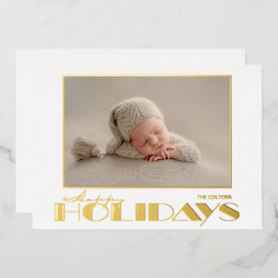 Frohe Weihnachten Foto in Gold Folien Feiertagskarte