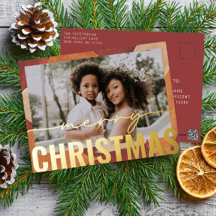 Frohe Weihnachten Foto Moderne Abstrakte Wasserfar Folien Feiertagspostkarte