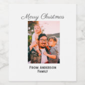 Frohe Weihnachten Foto moderne Liebe einfache Fami Weinetikett (Einzelnes Label)