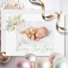 Frohe Weihnachten Foto Pink Gold Pastel Poinsettia