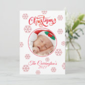 Frohe Weihnachten Foto Rotes Kariertes Schneeflock (Stehend Vorderseite)