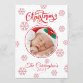 Frohe Weihnachten Foto Rotes Kariertes Schneeflock (Vorderseite)