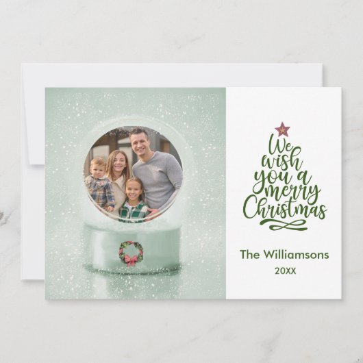 Frohe Weihnachten Foto Snow Globe Weihnachten Karte (Vorderseite)
