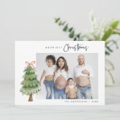 Frohe Weihnachten, Foto, Weihnachtsbaum Feiertagskarte (Stehend Vorderseite)