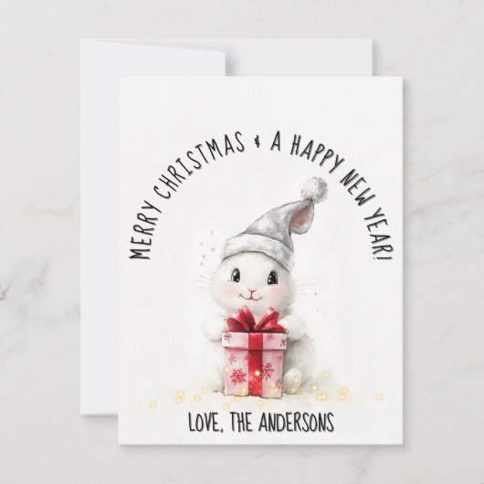 Frohe Weihnachten Foto Winter Rabbit Weihnachten (Vorderseite)