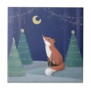 Frohe Weihnachten: Fox Illustration Art Fliese