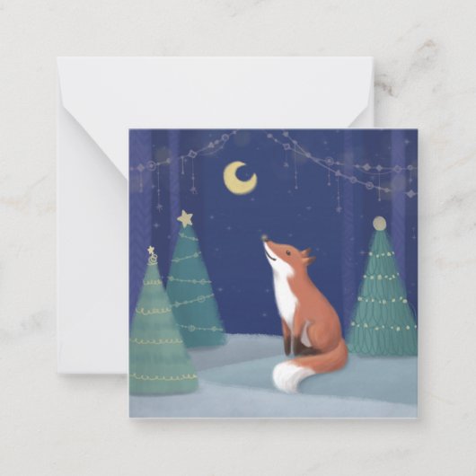 Frohe Weihnachten: Fox Illustration Art Mitteilungskarte (Vorderseite)