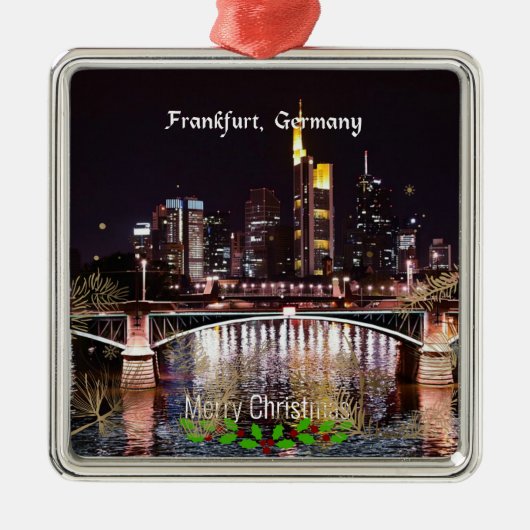 Frohe Weihnachten, Frankfurt, Deutschland Ornament Aus Metall (Vorne)