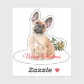 Frohe Weihnachten Französisch Bulldog Custom-Cut V Aufkleber (Blatt)