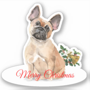 Frohe Weihnachten Französisch Bulldog Custom-Cut V Aufkleber