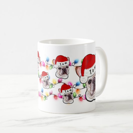 Frohe Weihnachten Französisch Bulldog Tragen von W Kaffeetasse (VorderseiteRechts)