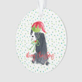 Frohe Weihnachten Französisch Bulldog Wreath Holly Ornament (Vorderseite)