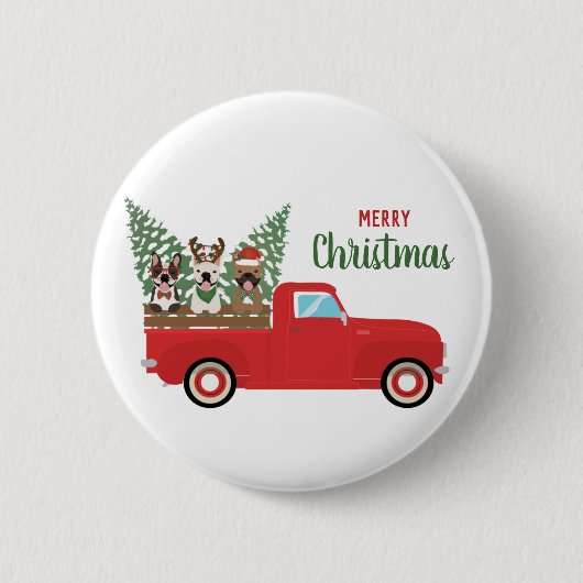 Frohe Weihnachten Französisch Bulldogs Red Lieferw Button (Vorderseite)