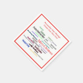 Frohe Weihnachten Französisch, Deutsch, Spanisch,  Serviette (Ecke)