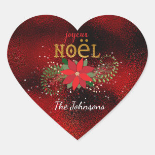 Frohe Weihnachten Französisch Red Heart Glass Herz-Aufkleber