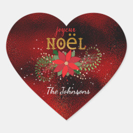 Frohe Weihnachten Französisch Red Heart Glass Herz-Aufkleber