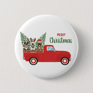 Frohe Weihnachten Französische Bulldoggen roter Pi Button