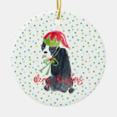 Frohe Weihnachten Französischer Bulldog Holly NAME Keramik Ornament (Vorne)