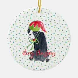 Frohe Weihnachten Französischer Bulldog Holly NAME Keramik Ornament