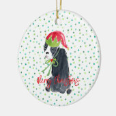 Frohe Weihnachten Französischer Bulldog Holly NAME Keramik Ornament (Links)