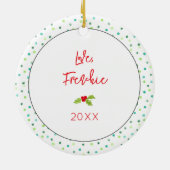 Frohe Weihnachten Französischer Bulldog Holly NAME Keramik Ornament (Hinten)