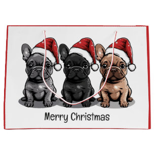 Frohe Weihnachten Französischer Bulldog Santa Dog Große Geschenktüte