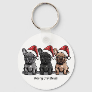 Frohe Weihnachten Französischer Bulldog Santa Dog Schlüsselanhänger