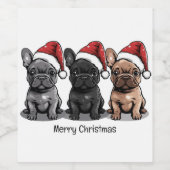 Frohe Weihnachten Französischer Bulldog Santa Dog Weinetikett (Einzelnes Label)