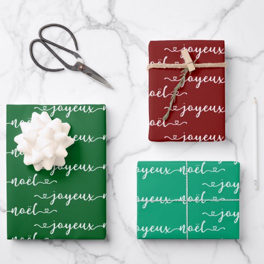 Frohe Weihnachten französisches Design  Geschenkpapier Set (Vorderseite)
