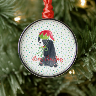 Frohe Weihnachten French Bulldog Holly Hat Festive Ornament Aus Metall