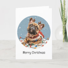 Frohe Weihnachten French Bulldog Rentier Dog