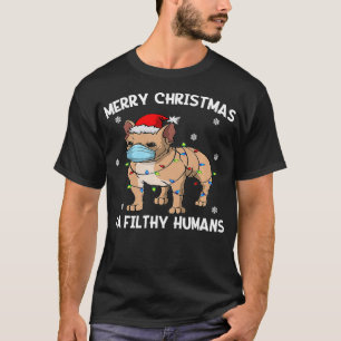 Frohe Weihnachten Frenchie Hund Gesicht Maske Fran T-Shirt