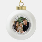 Frohe Weihnachten Fresh Modern Style Family Foto Keramik Kugel-Ornament (Vorderseite)