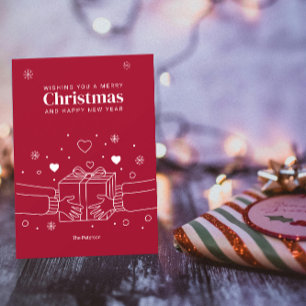 Frohe Weihnachten   Freude des Schenkens Line Art  Karte