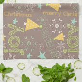 Frohe Weihnachten, Freude, Weihnachtsbaumen Küche Handtuch (Gefaltet)