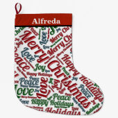 Frohe Weihnachten Frieden Liebe Freude personalisi Großer Weihnachtsstrumpf (Vorderseite)