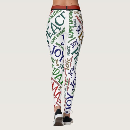 Frohe Weihnachten Frieden Liebe Joy Pattern Leggings (Rückseite)